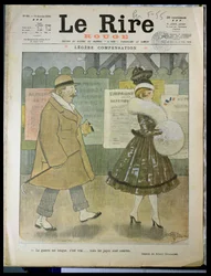 "Kriget är långt, det är sant.... men kjolarna är korta", omslaget till Le Rire, 15 januari 1916.